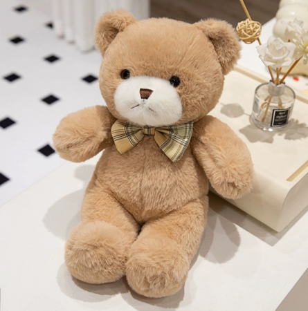 Ursuleț de pluș cu fundiță bej – 25 cm [2]