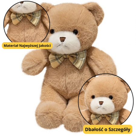 Jucarii de plus - Ursuleț de pluș cu fundiță bej – 25 cm