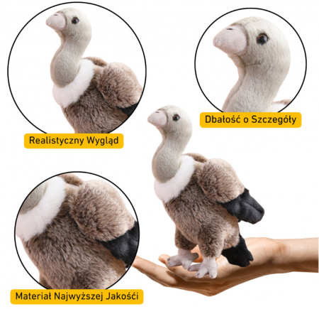 Vultur de pluș, înălțime 25 cm, realizat dintr-un material moale și plăcut la atingere [1]