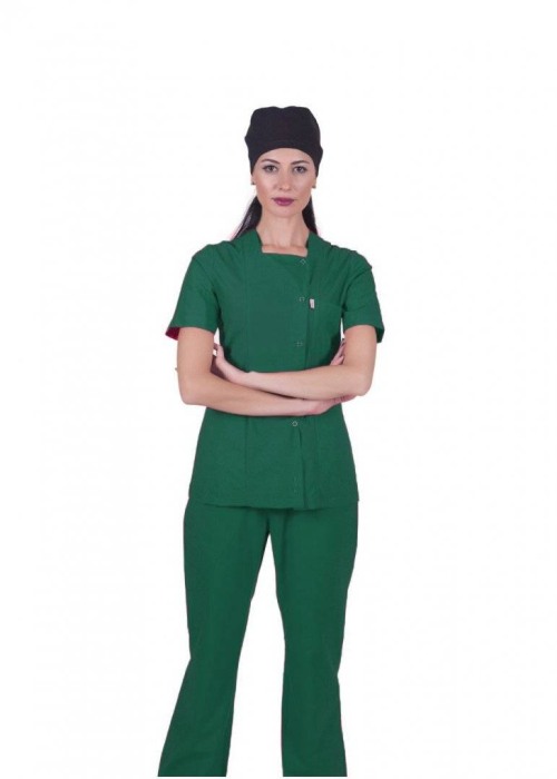 Bluza medicala cu capse- verde [2]