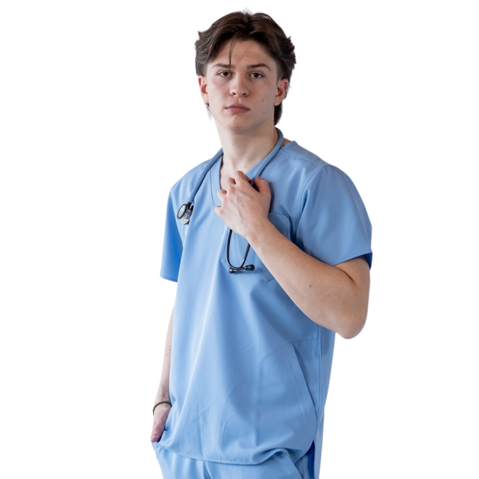 Bluza medicala unisex Lotus Flex stretch - Albastru Ciel [2]