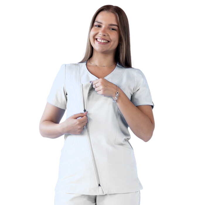 Bluza medicala unisex Lotus Flex stretch - Alb [3]