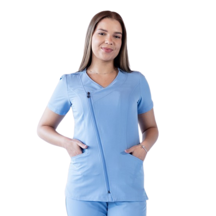 Bluza medicala unisex Lotus Flex stretch - Albastru Ciel [2]