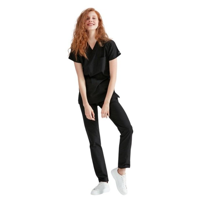 Costum medical negru unisex - Model Classic Flex [4]