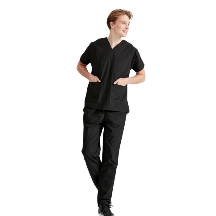 Costum medical negru unisex - Model Classic Flex [3]