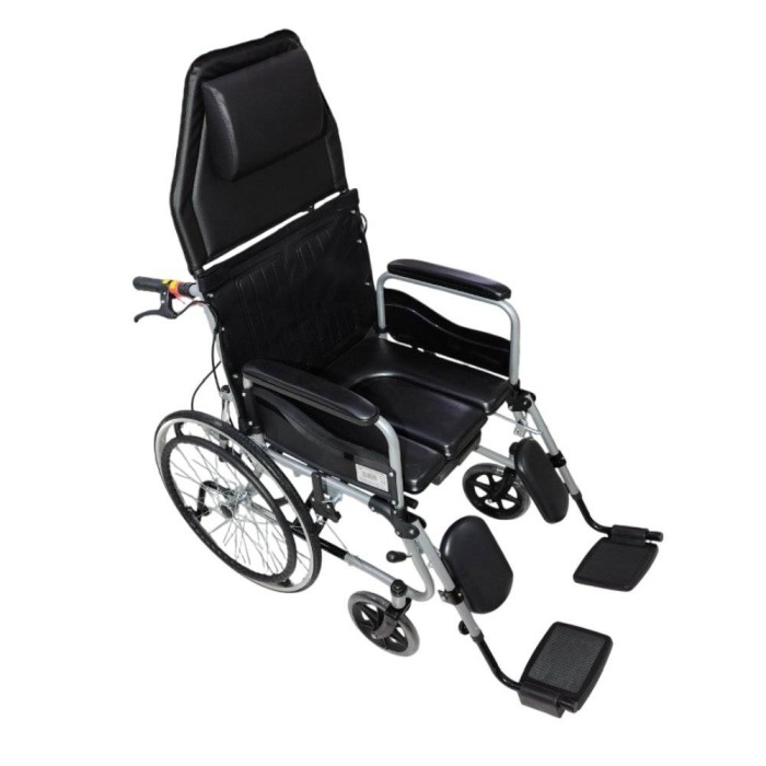 Scaun cu rotile pliabil cu tetiera si vas de toaleta multifunctional [4]
