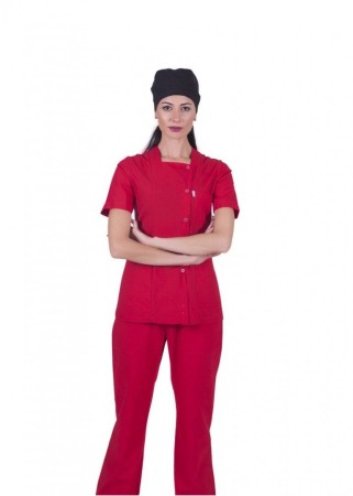 Bluza medicala cu capse- rosu [1]