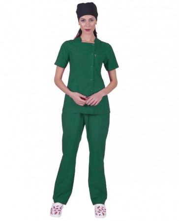 PANTALONI SI BLUZE MEDICALE - Bluza medicala cu capse- verde