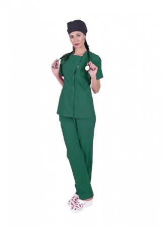 Bluza medicala cu capse- verde [2]
