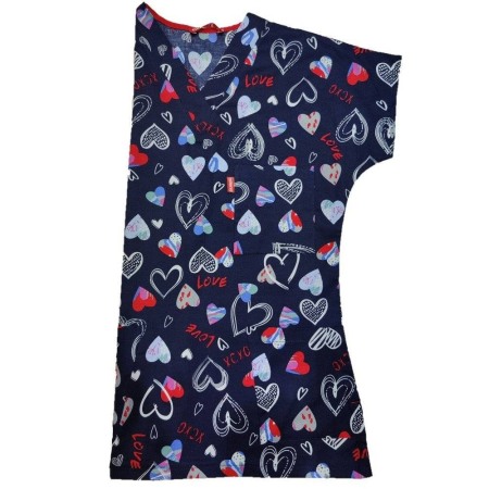 Bluza medicala cu elastan bleumarin cu model inimioare [1]