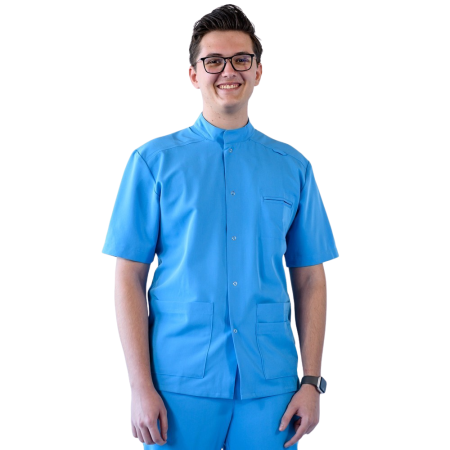 COSTUME MEDICALE - Bluza medicala Lotus tip Tunica - Albastru Deschis