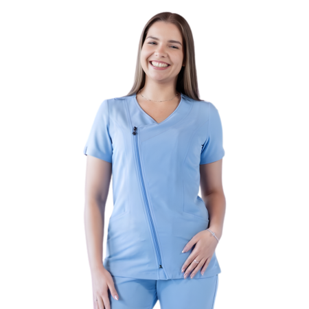 COSTUME MEDICALE - Bluza medicala unisex Lotus Flex stretch - Albastru Ciel