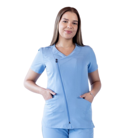 Bluza medicala unisex Lotus Flex stretch - Albastru Ciel [1]