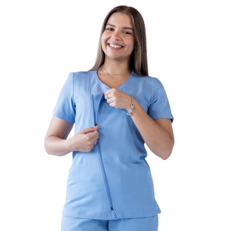 Bluza medicala unisex Lotus Flex stretch - Albastru Ciel [3]