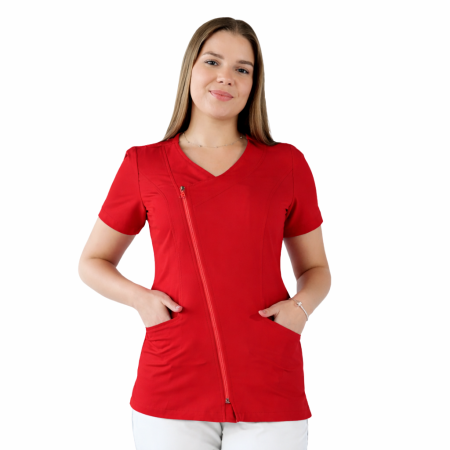 COSTUME MEDICALE - Bluza medicala unisex Lotus Flex stretch - Rosu