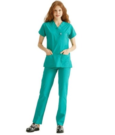 Costum medical unisex verde turcoaz