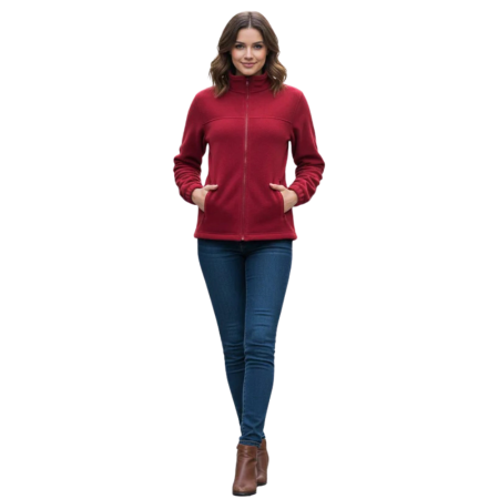 HALATE - Jacheta polar cu fermoar pentru dama Bordo