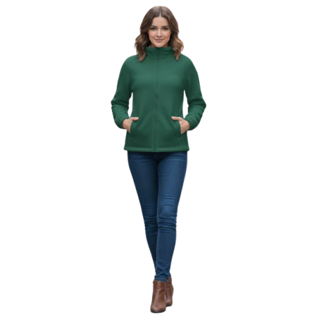 HALATE - Jacheta polar cu fermoar pentru dama Verde