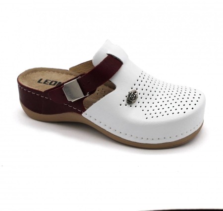 SABOTI MEDICALI - Saboti medicali Leon 901 alb cu bordo - dama