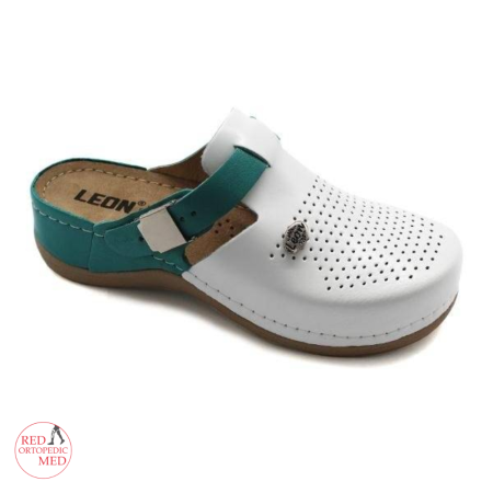 SABOTI MEDICALI - Saboti medicali Leon 901 alb cu turcoaz - dama