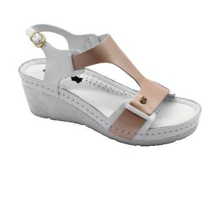 Sandale Leon 1010 alb cu somon - dama