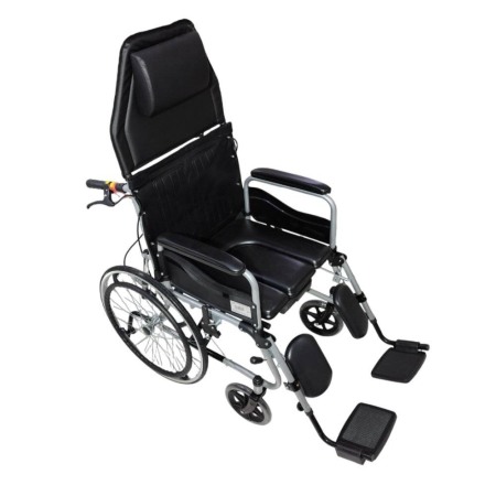 Scaun cu rotile pliabil cu tetiera si vas de toaleta multifunctional [3]