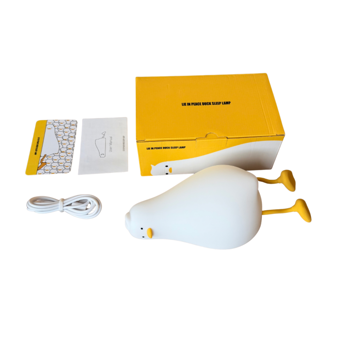 2 in 1 veioza portabila LED din silicon si suport telefon, model Duck, lumina reglabila, timer 30 min, incarcare tip USB-C, [3]