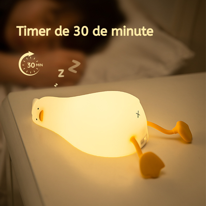 2 in 1 veioza portabila LED din silicon si suport telefon, model Duck, lumina reglabila, timer 30 min, incarcare tip USB-C, [7]