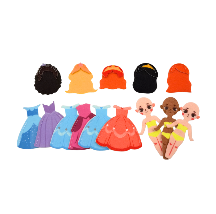 Carte senzoriala Busy book Montessori, tematica printese, 20 de activitati, fetru, 23x19x9 cm [8]