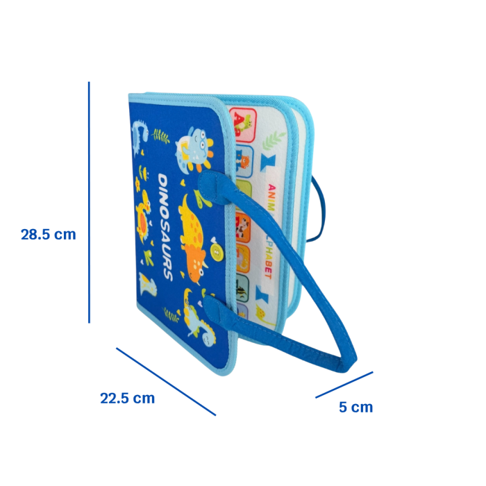 Carte senzoriala Montessori, 8-in-1, coperta cu dinozauri, dimensiuni 28.5x22.5x5 cm, educativa pentru copii 1-4 ani [2]
