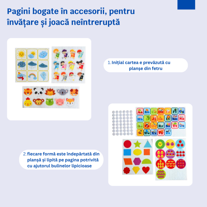 Carte senzoriala Montessori, 8-in-1, coperta cu dinozauri, dimensiuni 28.5x22.5x5 cm, educativa pentru copii 1-4 ani [4]
