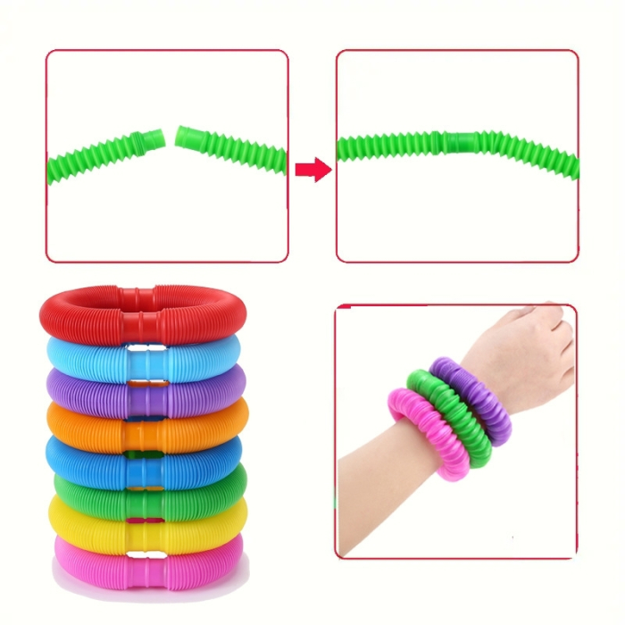 Kit de relaxare și calmare pentru copii, alcătuit din: tangram magnetic, placă senzorială, jucărie pop-it și șase tuburi senzoriale [10]