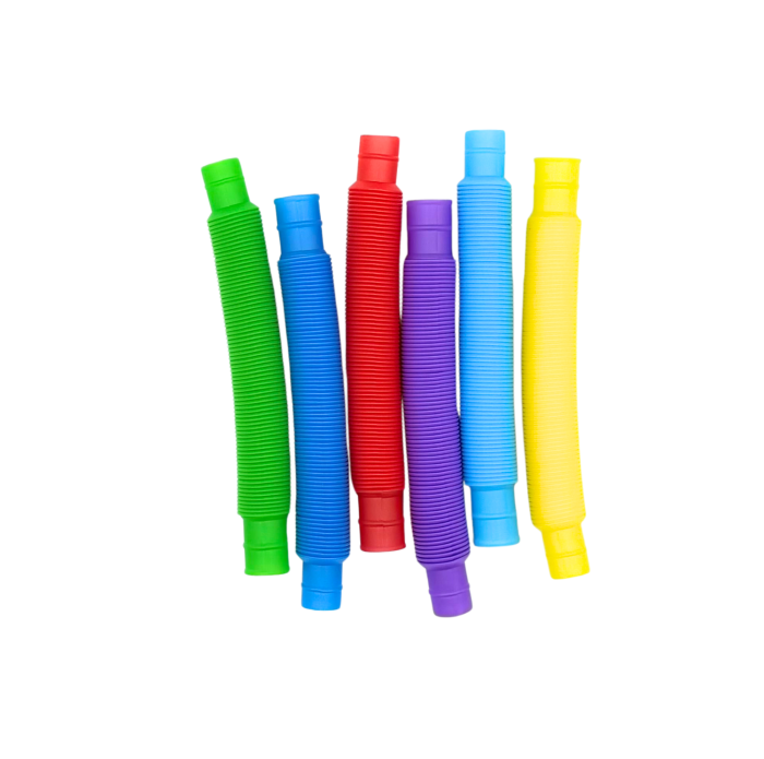 Kit de relaxare și calmare pentru copii, alcătuit din: tangram magnetic, placă senzorială, jucărie pop-it și șase tuburi senzoriale [11]