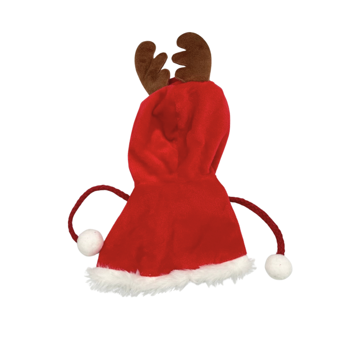 Mantie de Crăciun pentru păpuși, cu coarne de ren, roșie și albă, 17 cm, set accesorii [3]
