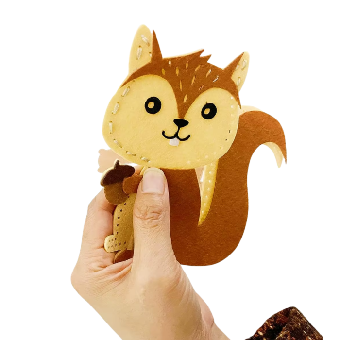 Set de cusut DYI, din fetru de calitate, tematica padure, 12 elemente, ideala pentru copii de 5-7 ani, multiple abilitati dezvoltate [5]