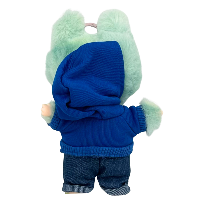Set imbracaminte pentru papusi, hanorac albastru din bumbac si pantaloni denim, 17 cm [3]