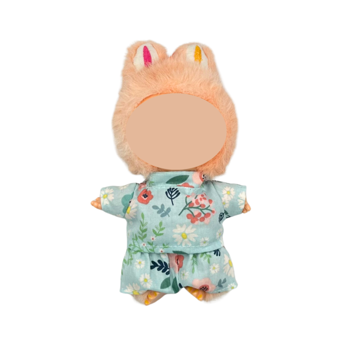 Set imbracaminte pentru papusi, model bleu cu flori, bluza si pantaloni, 17 cm [2]