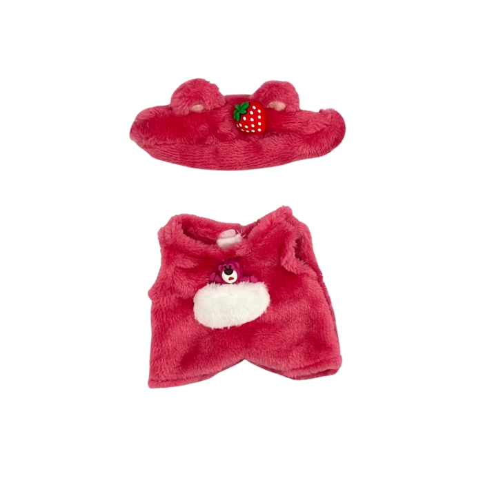 Set imbracaminte pentru papusi sau Labubu de 17 cm, doua piese, roz inchis si alb [2]