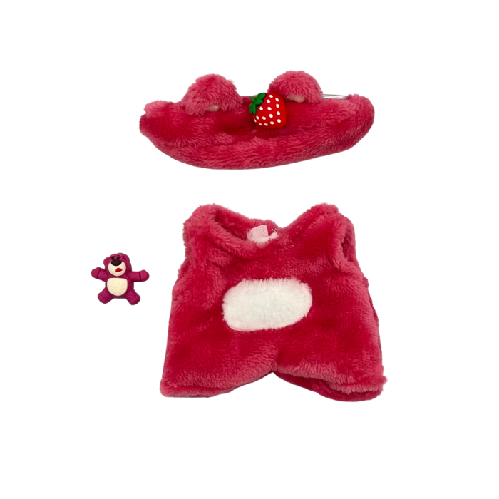 Set imbracaminte pentru papusi sau Labubu de 17 cm, doua piese, roz inchis si alb [4]