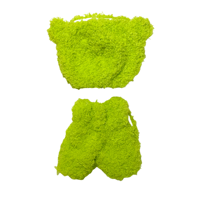 Set îmbrăcăminte pentru păpuși sau pentru Labubu de 17 cm, model broscuță, alcătuit din salopetă și căciula asortată [4]