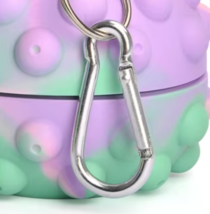 Sticla pentru apa, pliabila, din silicon fara BPA, anti-scurgere, cu carabina de prindere, model pop-it mov, 550 ml [4]