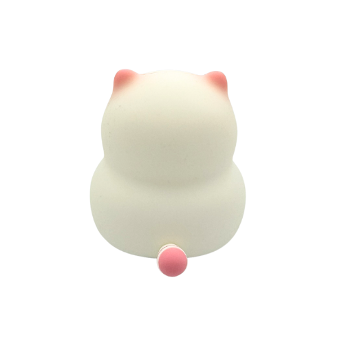Veioza portabila de tip lampa LED din silicon, model pisicuta, lumina calda in trei trepte de intensitate, alb cu roz, incarcare tip USB-C, 10x12.2x11 cm [3]