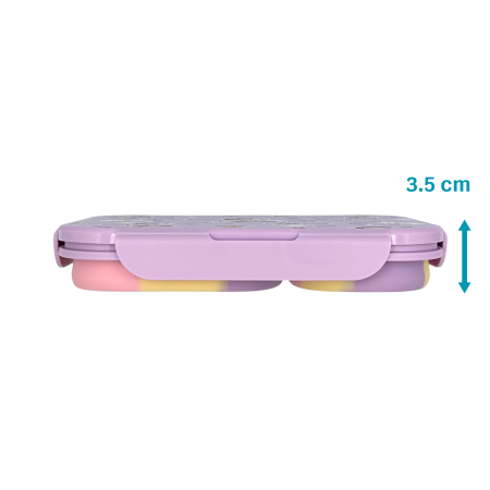 Caserolă alimentară pliabilă, din silicon, capac din plastic, două compartimente, fără BPA, tacâm inclus, 600+400ml, închidere etanșă, mov [4]