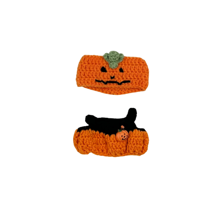 Set îmbrăcăminte pentru păpuși sau pentru Labubu de 17 cm, model pentru Halloween, alcătuit din două piese croșetate [2]