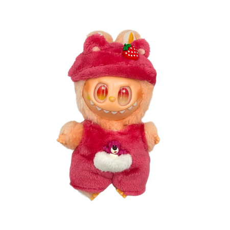 Haine și accesorii pentru Labubu - Set imbracaminte pentru papusi sau Labubu de 17 cm, doua piese, roz inchis si alb