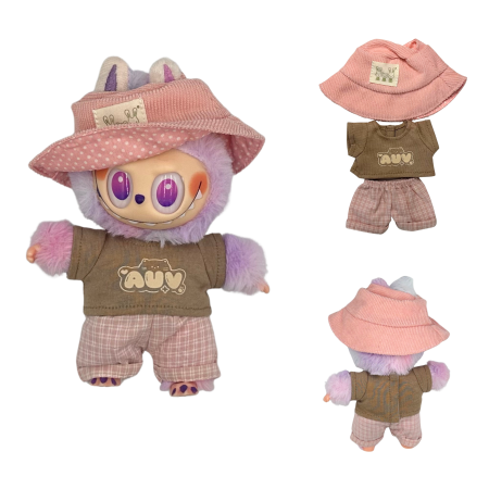 Set îmbrăcăminte pentru păpuși sau pentru Labubu de 17 cm, model alcătuit din trei piese, culori pastelate, bumbac de calitate [2]