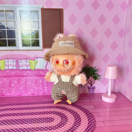 Set îmbrăcăminte pentru păpuși sau pentru Labubu de 17 cm, model casual, alcătuit din trei piese, bej și maro, bumbac de calitate [4]