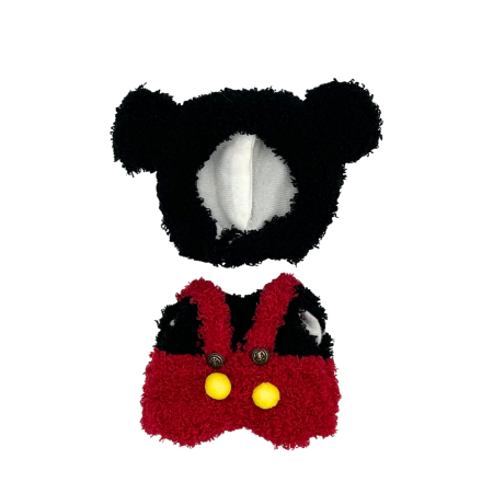 Set îmbrăcăminte pentru păpuși sau pentru Labubu de 17 cm, model Mickey Mouse, alcătuit din salopetă și căciula asortată [3]