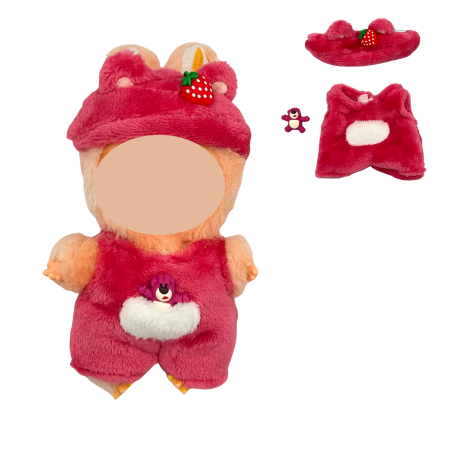 Haine și accesorii pentru păpuși - Set imbracaminte pentru papusi sau plusuri de 17 cm, doua piese, roz inchis si alb