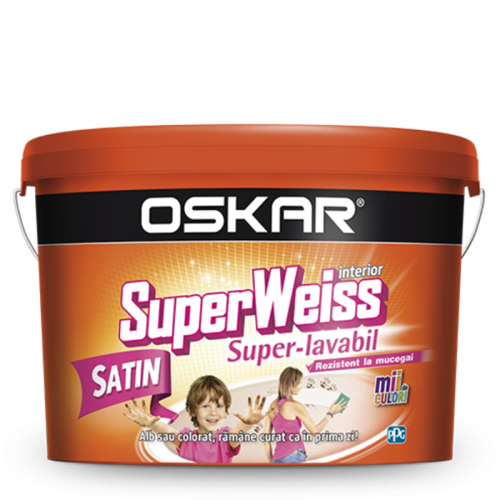 Vopsea superlavabila alba pentru interior Oskar Superweiss Satin, 8.5 L [1]